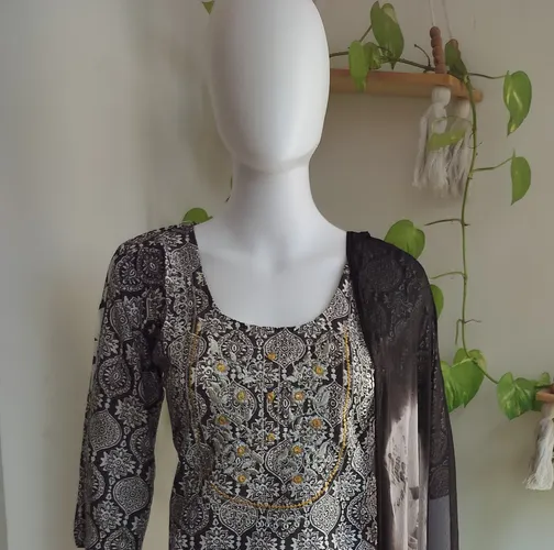 Brown Cotton Mix Salwar Set